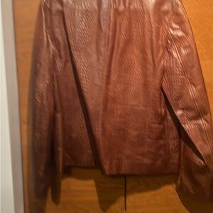 Armani Collezioni Brown Leather Jacket with Ribbed Cuffs